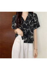 V-neck Button Print Summer Shirt