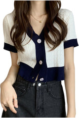 Fall V-neck Cardigan Crop Top