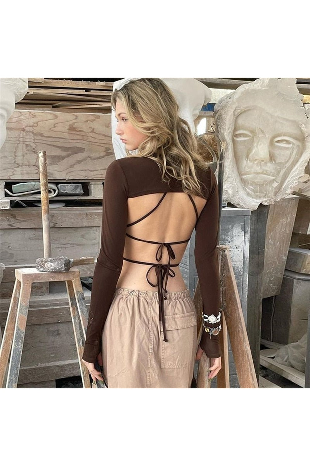 V-Neck Crop Halter Top
