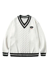 Varsity Vibe Cable Knit Sweater