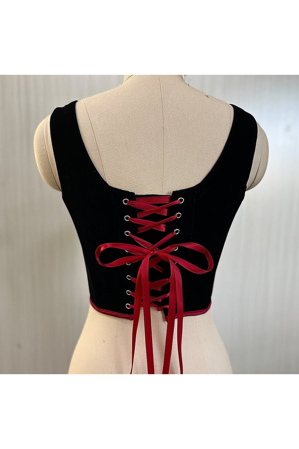 Velvet Corset Ribbon Tank Top