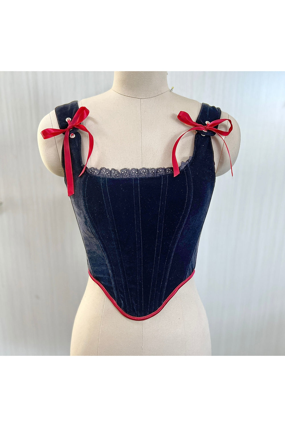 Velvet Corset Ribbon Tank Top