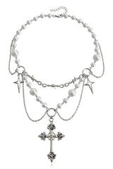 Victorian Gothic Rosary Pearl Necklace