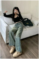 Fall Vintage 90s Baggy Straight Jeans