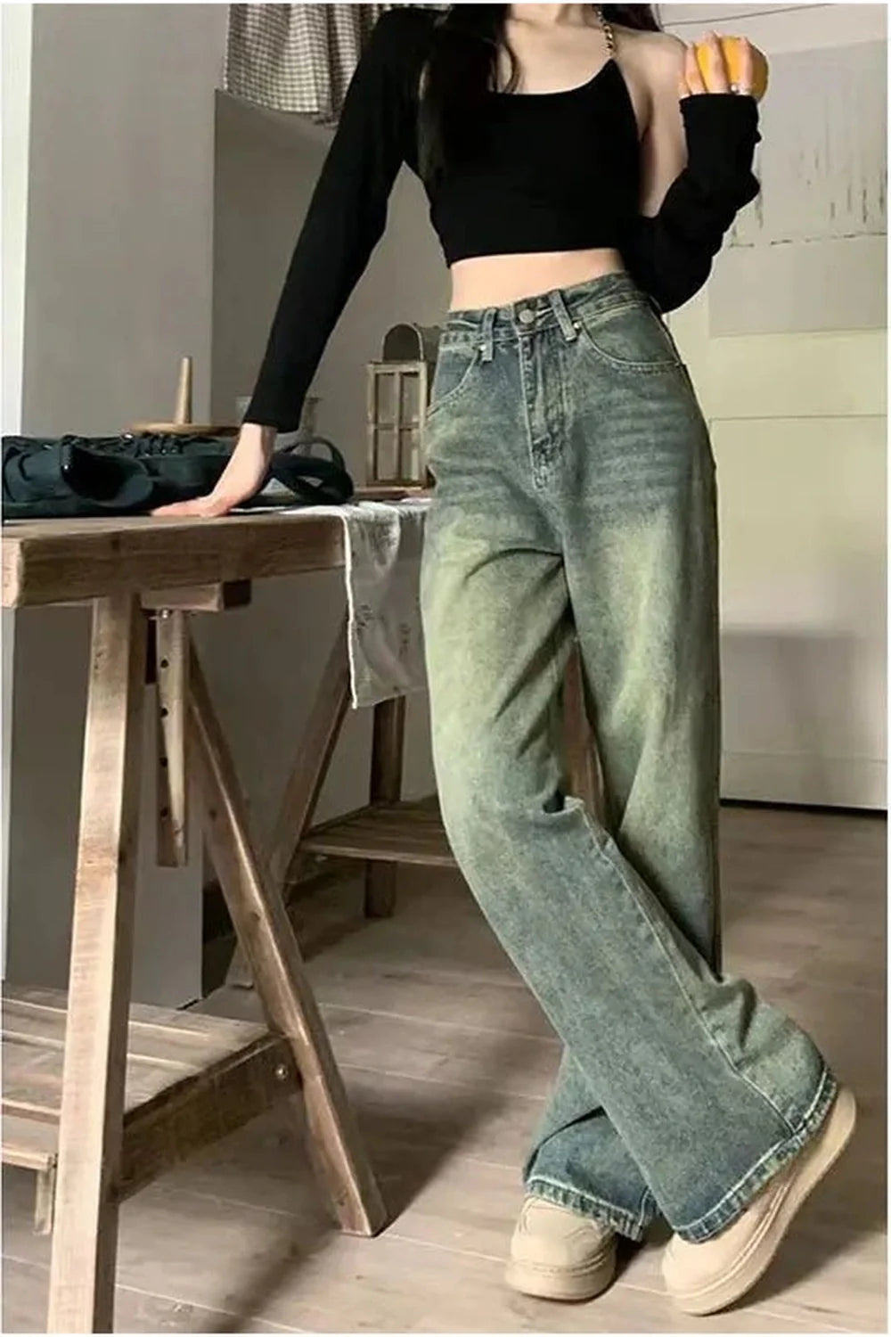 Fall Vintage 90s Baggy Straight Jeans