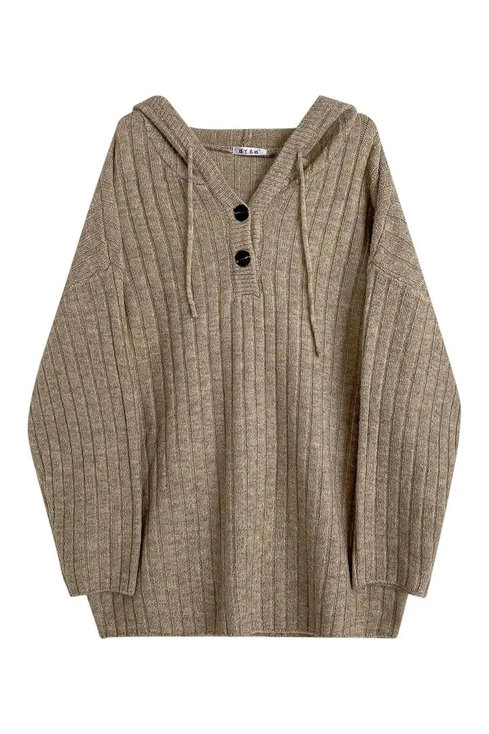 Fall Vintage Brown Knit Hoodie Sweater