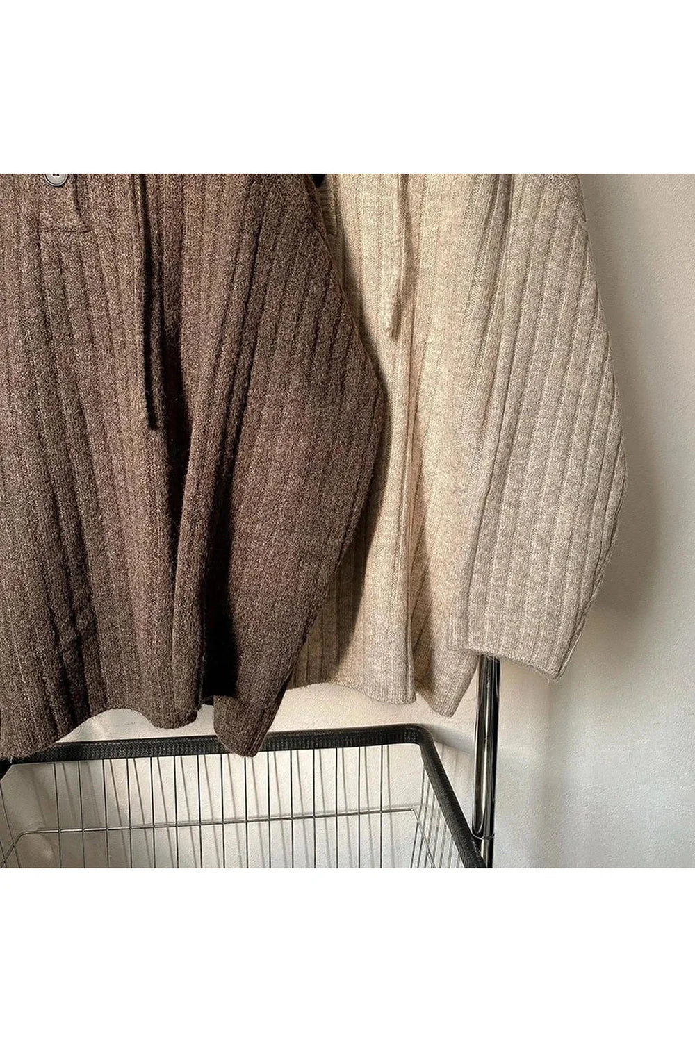 Fall Vintage Brown Knit Hoodie Sweater