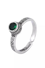 Vintage Celtic-Inspired Emerald Open Ring