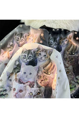 Vintage Cute Cat Print Cotton T-Shirt