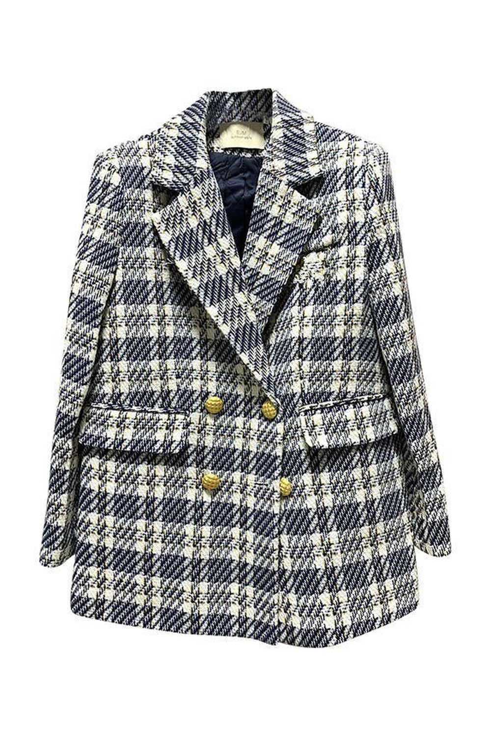 Fall Vintage Plaid Tweed Blazer