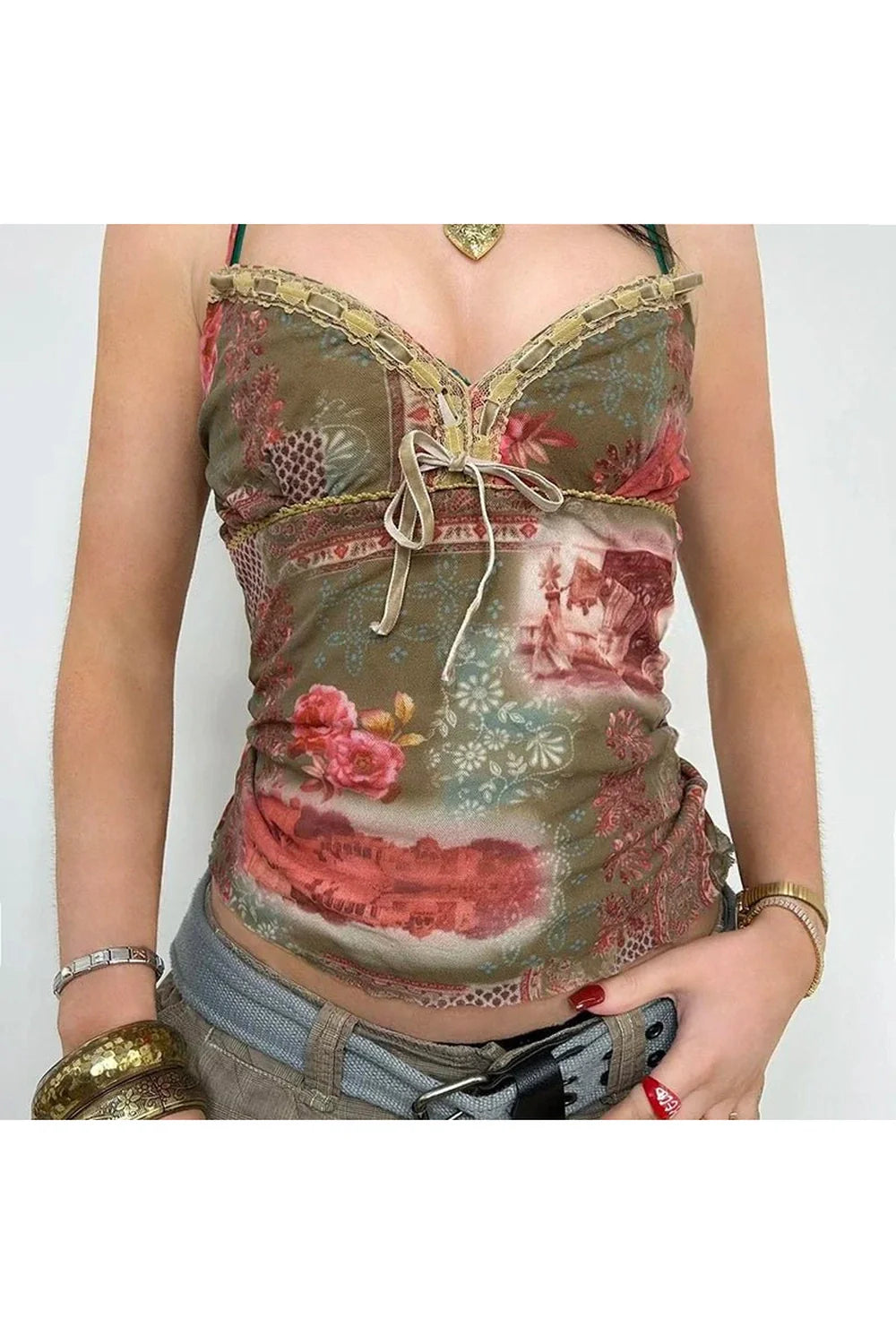 Vintage Floral Tie Cami Top