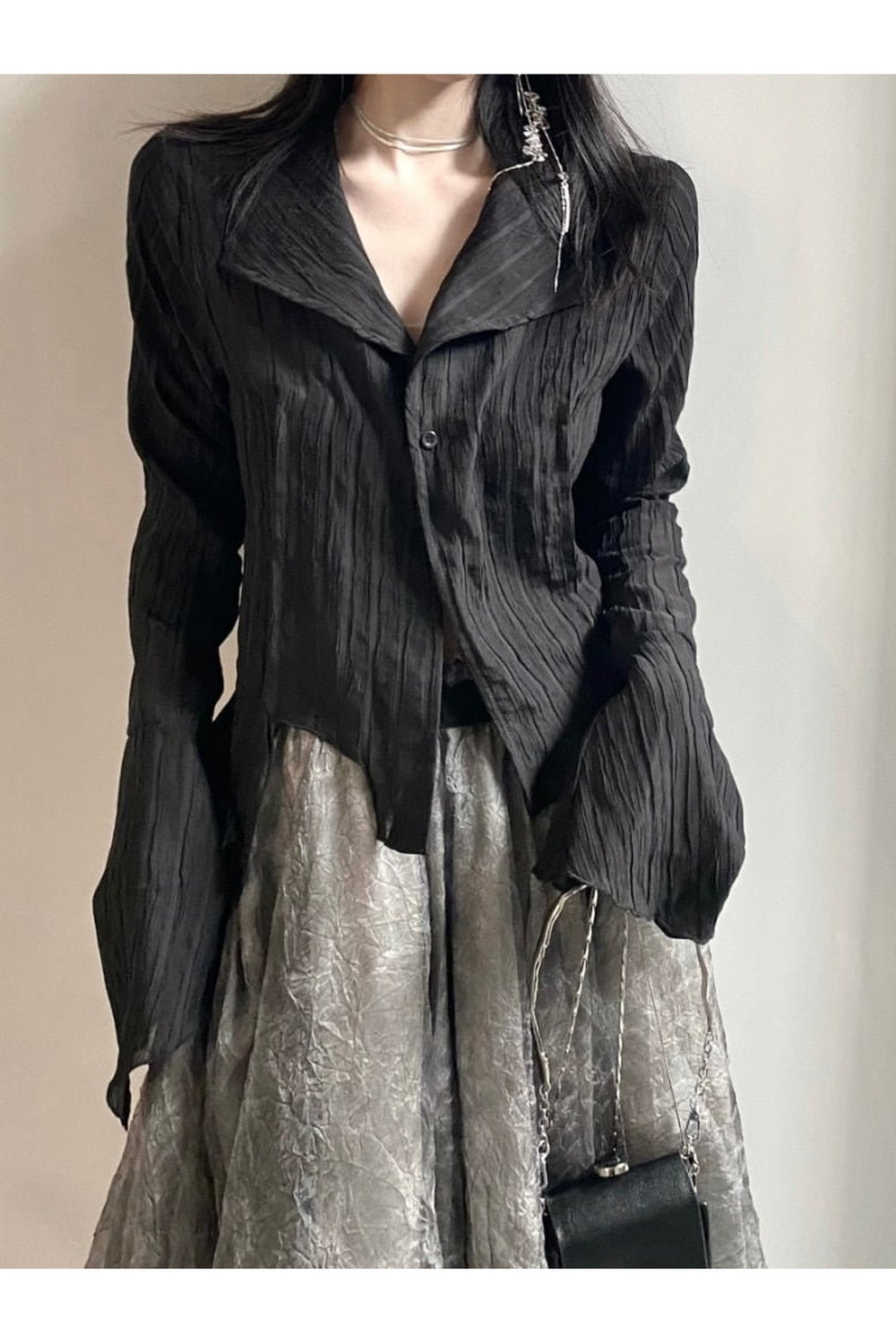 Vintage Gothic Schwarzes Hemd