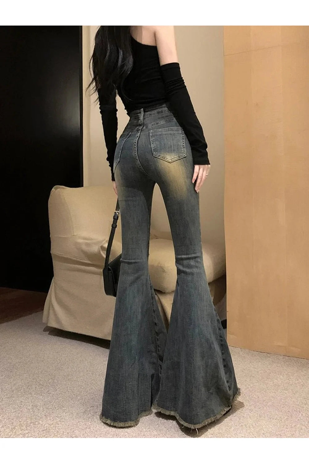 Fall Vintage High-Waist Flare Jeans