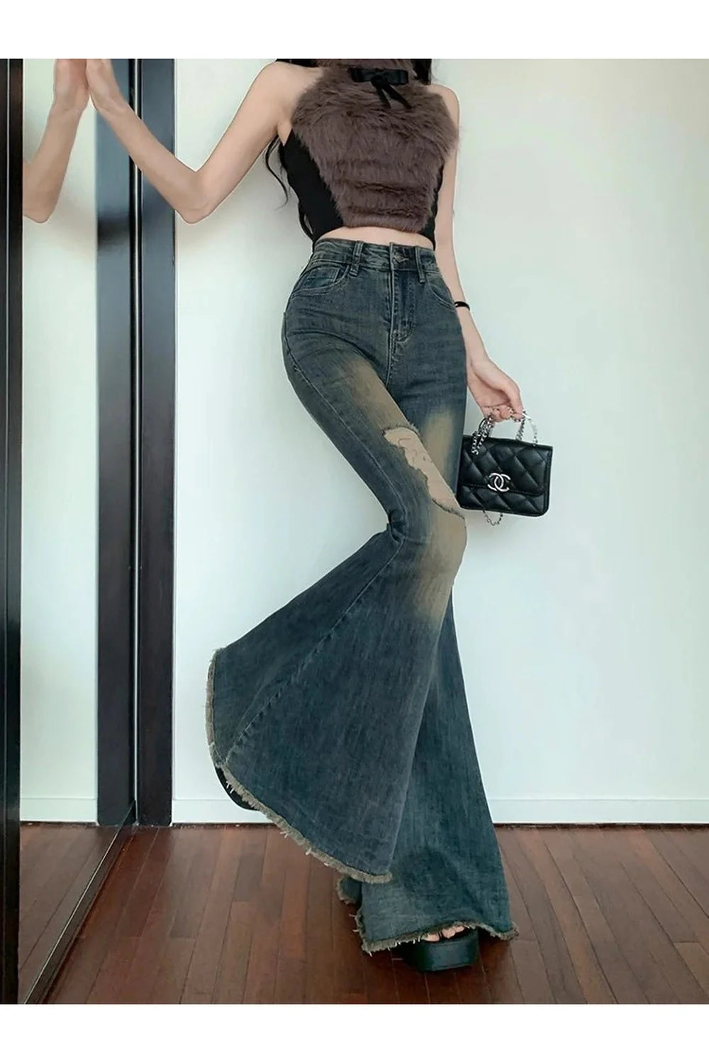 Fall Vintage High-Waist Flare Jeans