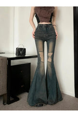 Fall Vintage High-Waist Flare Jeans