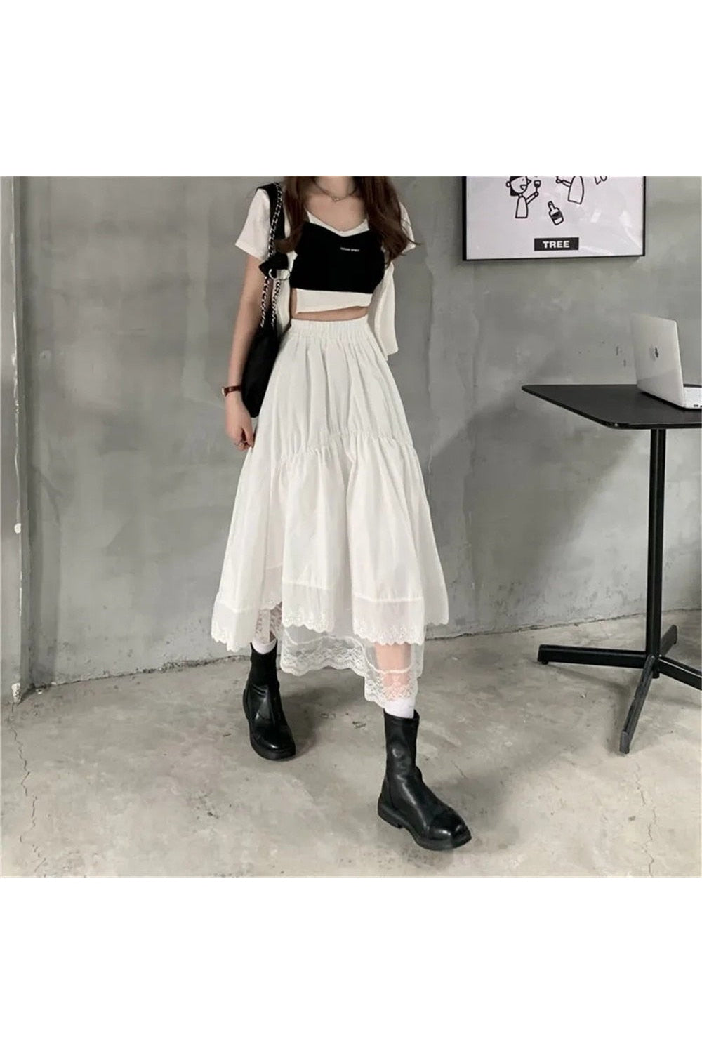 Vintage High Waist Long Skirt