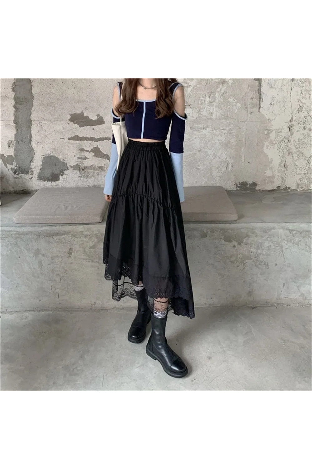 Vintage High Waist Long Skirt