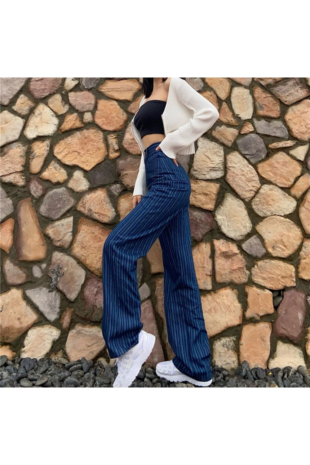 Fall Vintage High Waist Straight Jeans