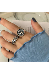 Vintage Hollow Heart Silver Ring