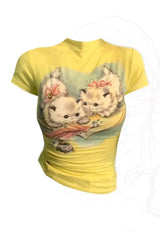 Vintage Kitten Graphic Top