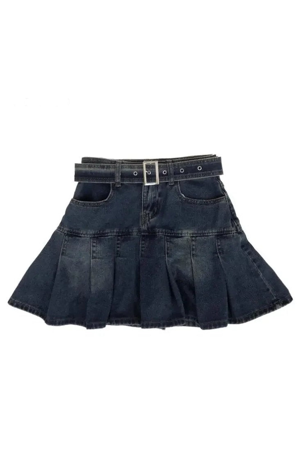 Vintage Pleated Denim Mini Skirt