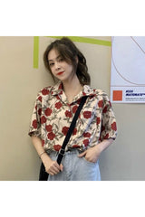 Hemd mit Vintage-Rosen-Print