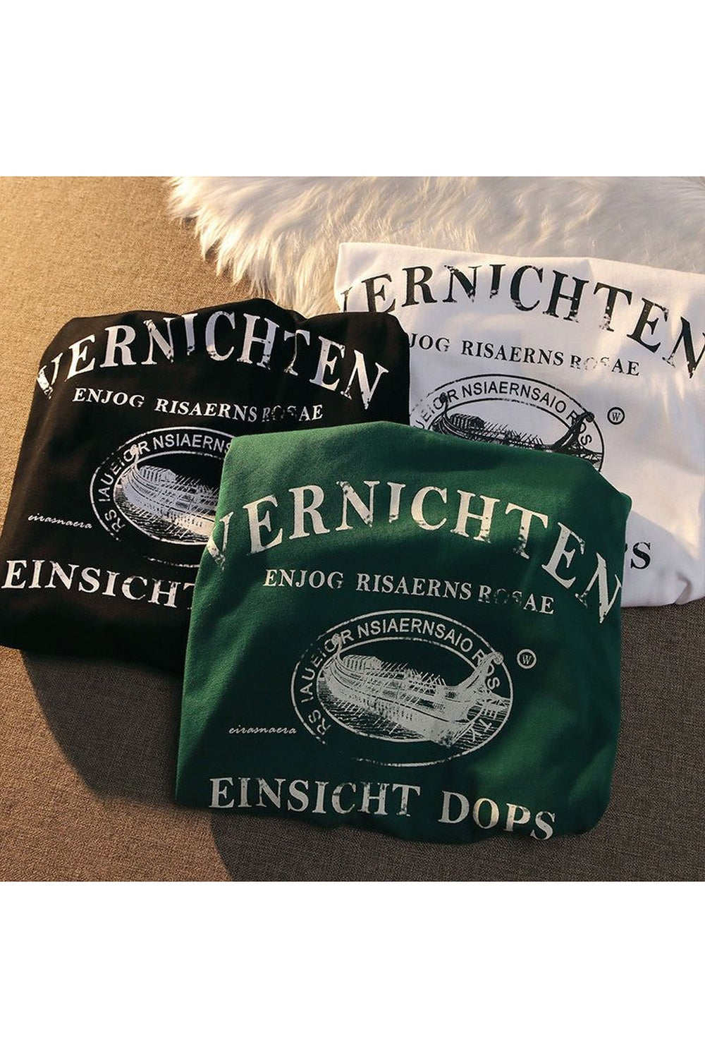 Vintage Ship Print Casual T-shirt