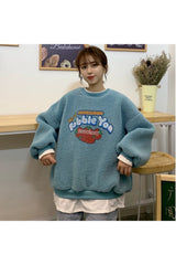 Vintage Strawberry Print Warm Sweatshirt