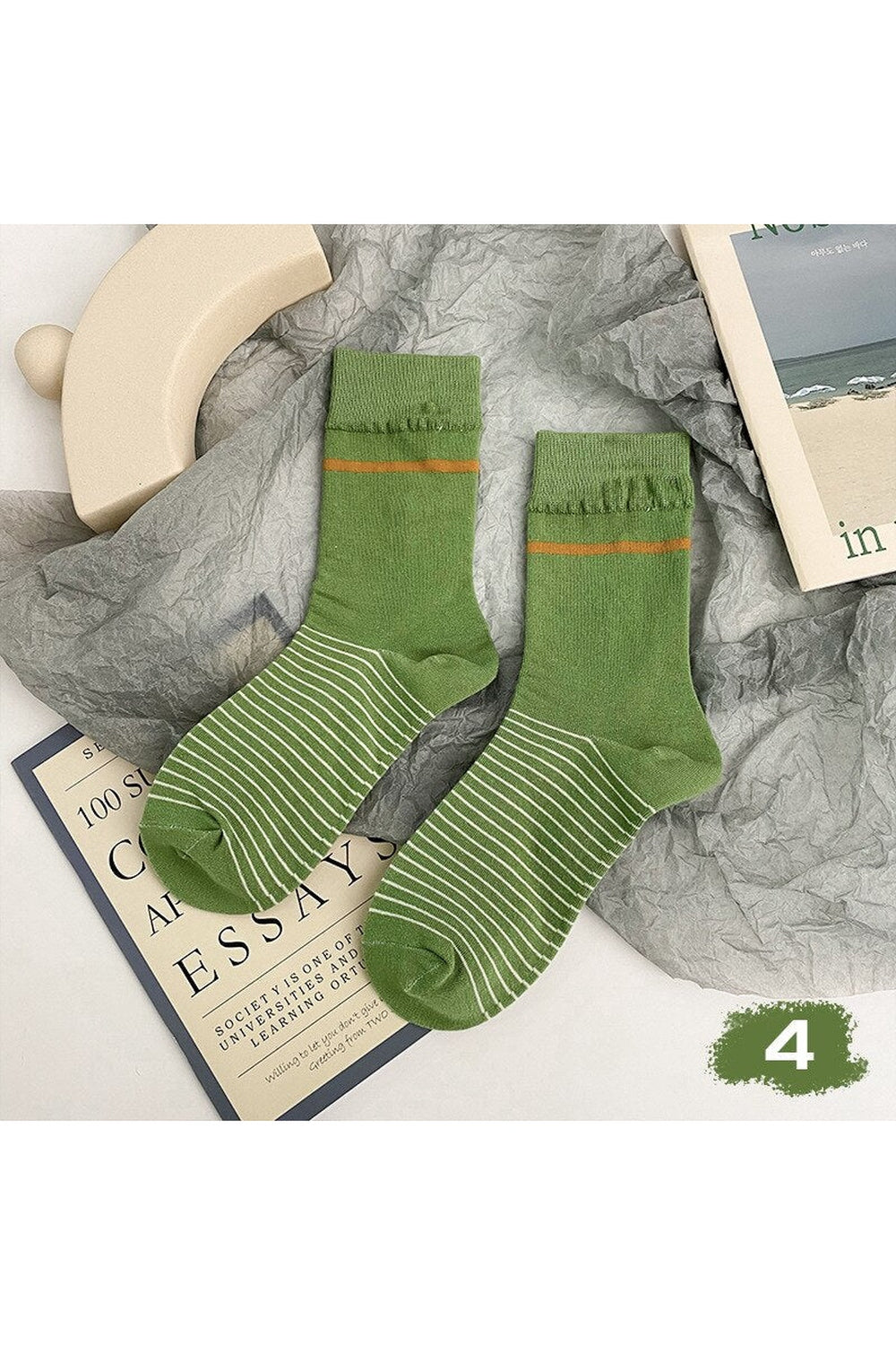 Vintage Stripe Avocado Green Socks