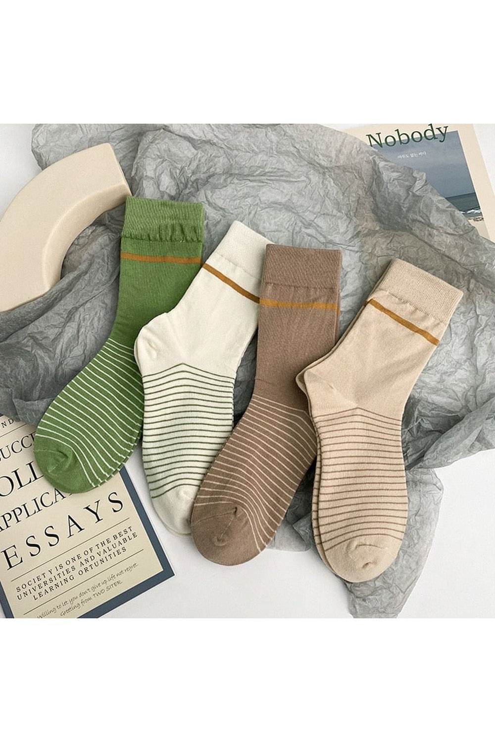 Vintage Stripe Avocado Green Socks