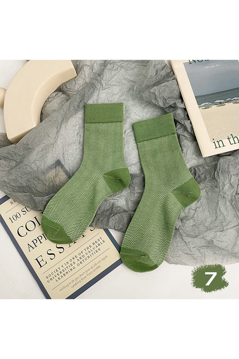 Vintage Stripe Avocado Green Socks