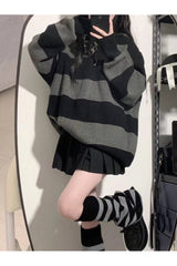 Fall Vintage Striped Gothic Hoodie