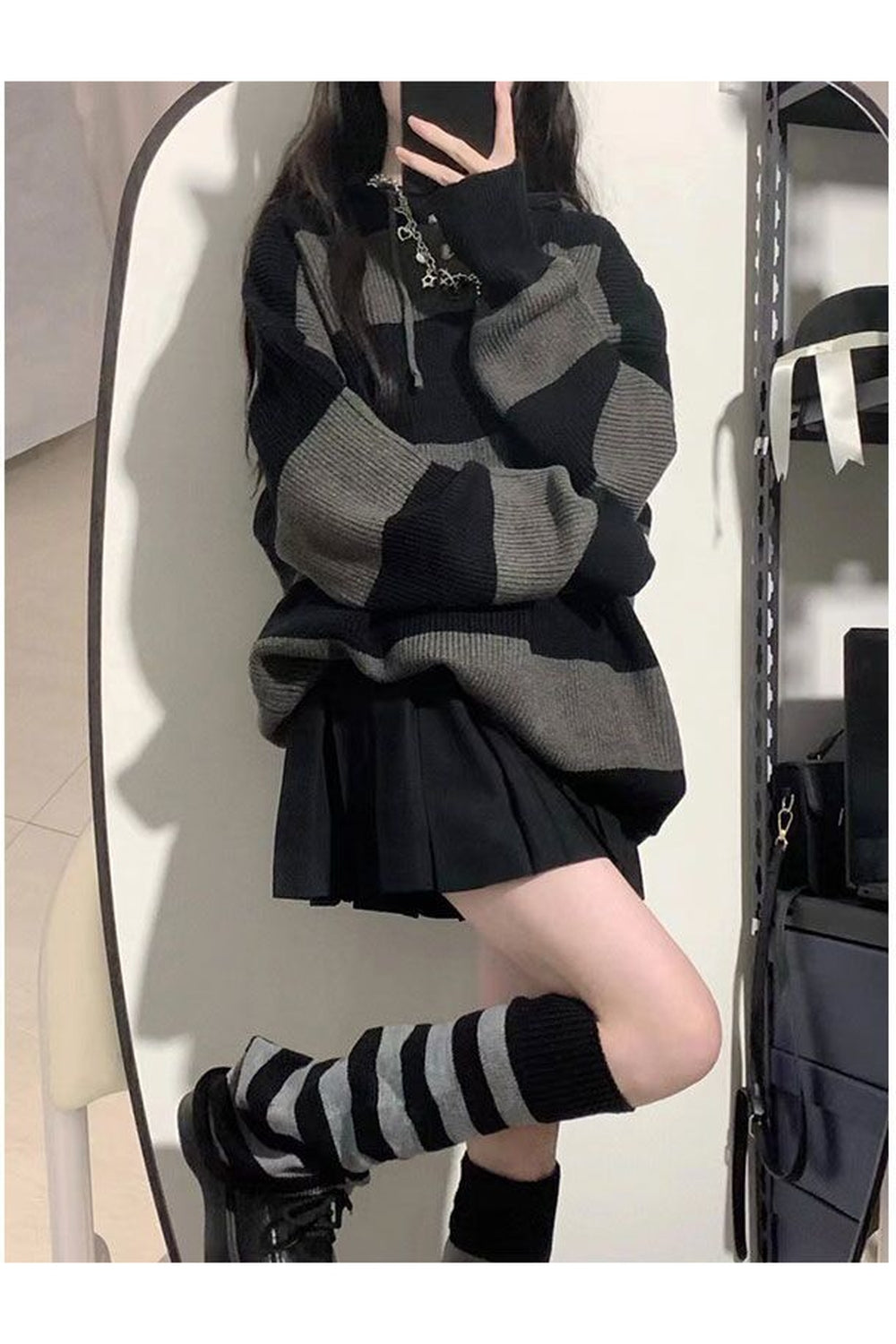 Fall Vintage Striped Gothic Hoodie