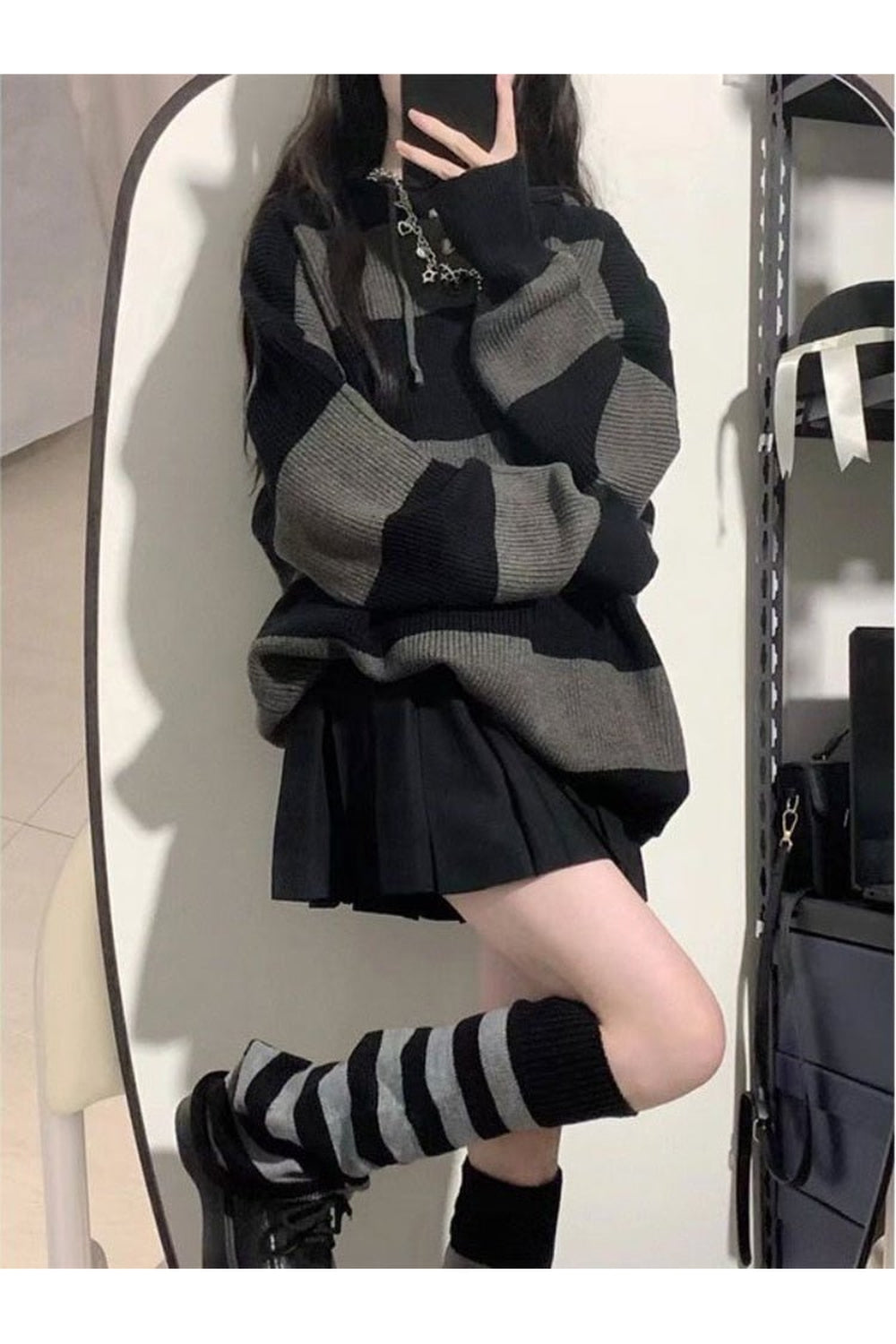 Fall Vintage Striped Gothic Hoodie