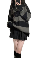 Fall Vintage Striped Gothic Hoodie