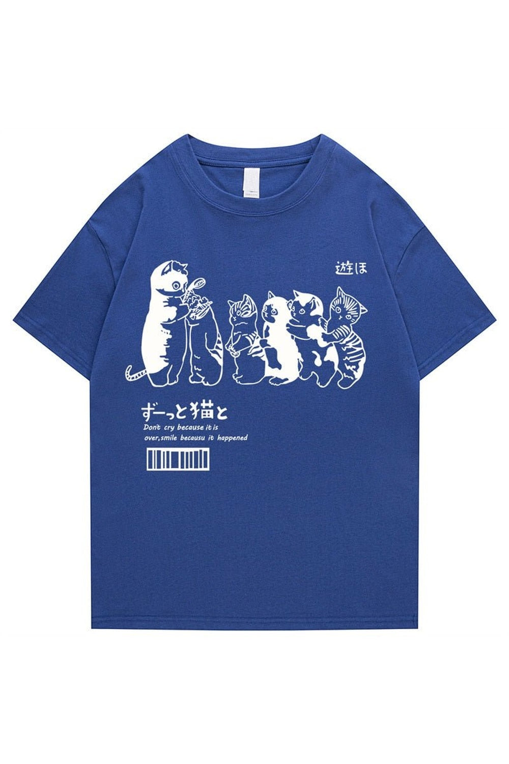 Vintage-T-Shirt mit Kawaii-Katzen-Print
