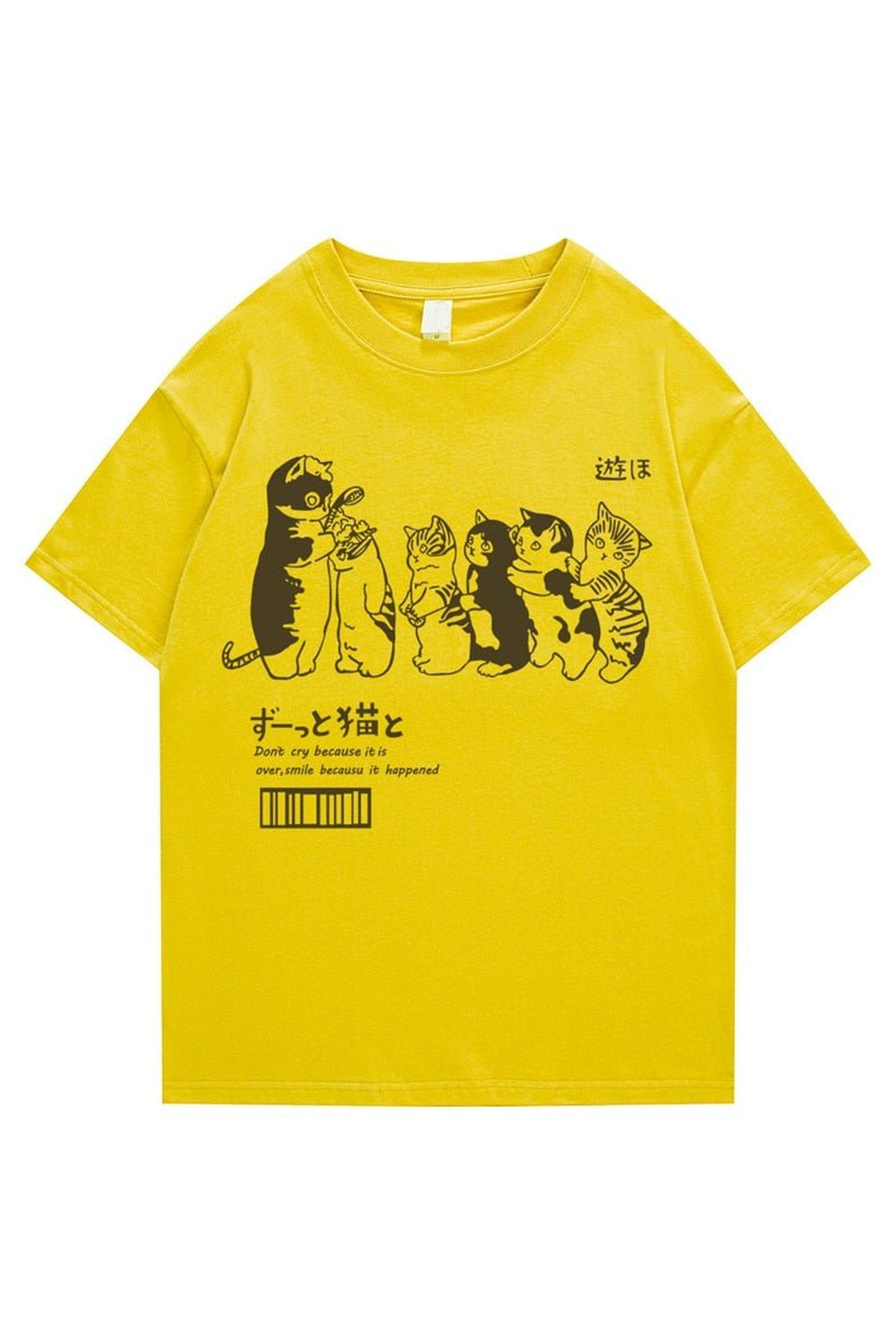 Vintage-T-Shirt mit Kawaii-Katzen-Print