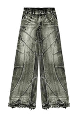 Herbst Vintage gewaschene Patchwork-Jeans
