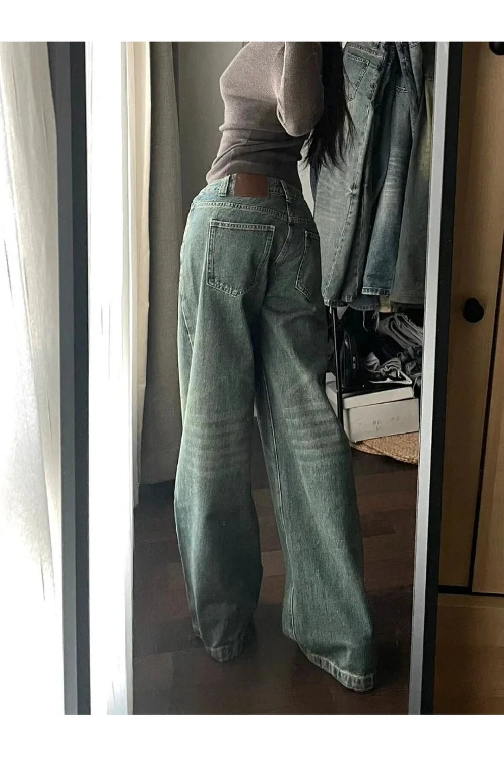 Vintage Washed Wide-Leg Jeans