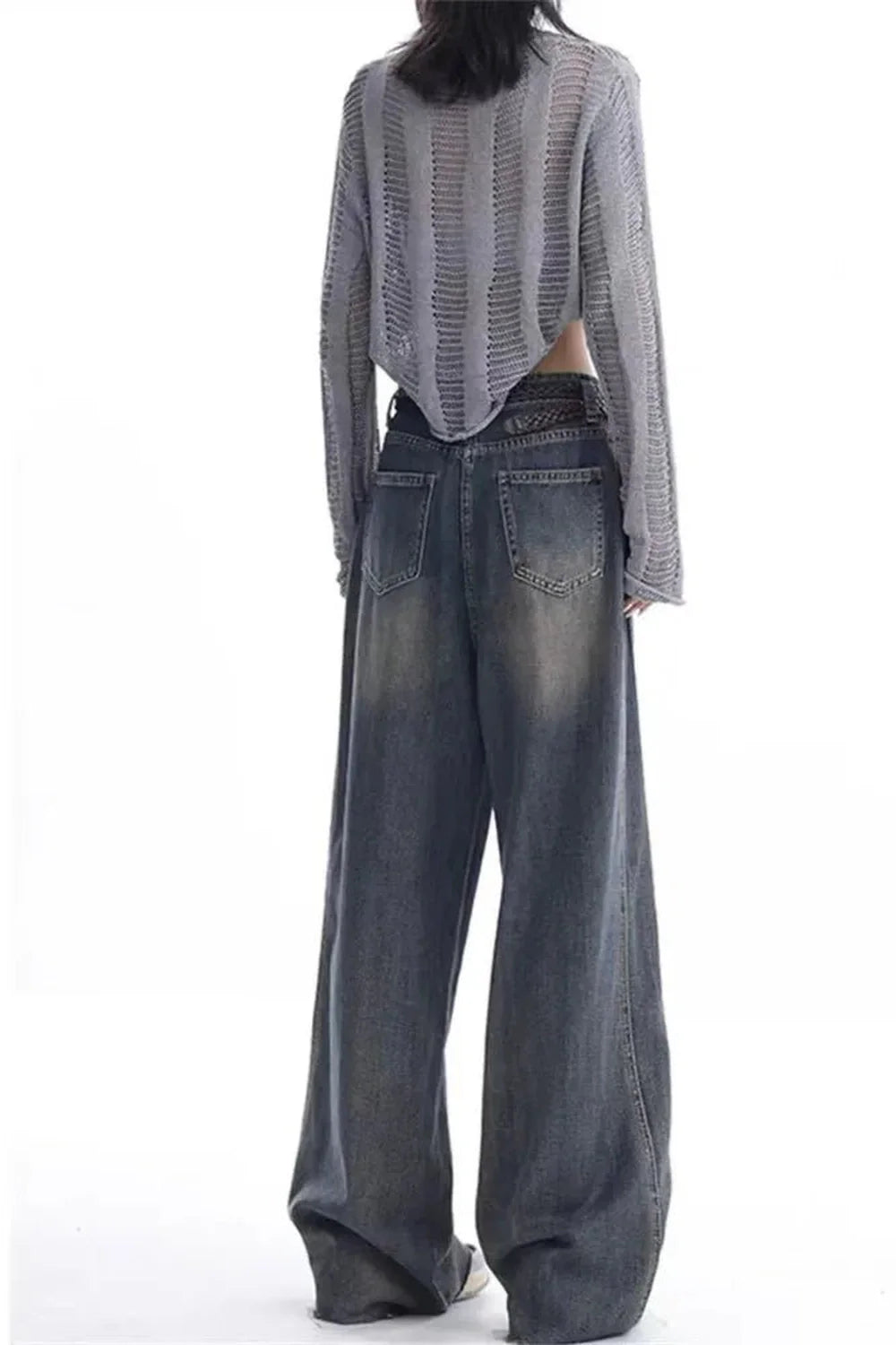 Vintage Washed Wide-Leg Jeans