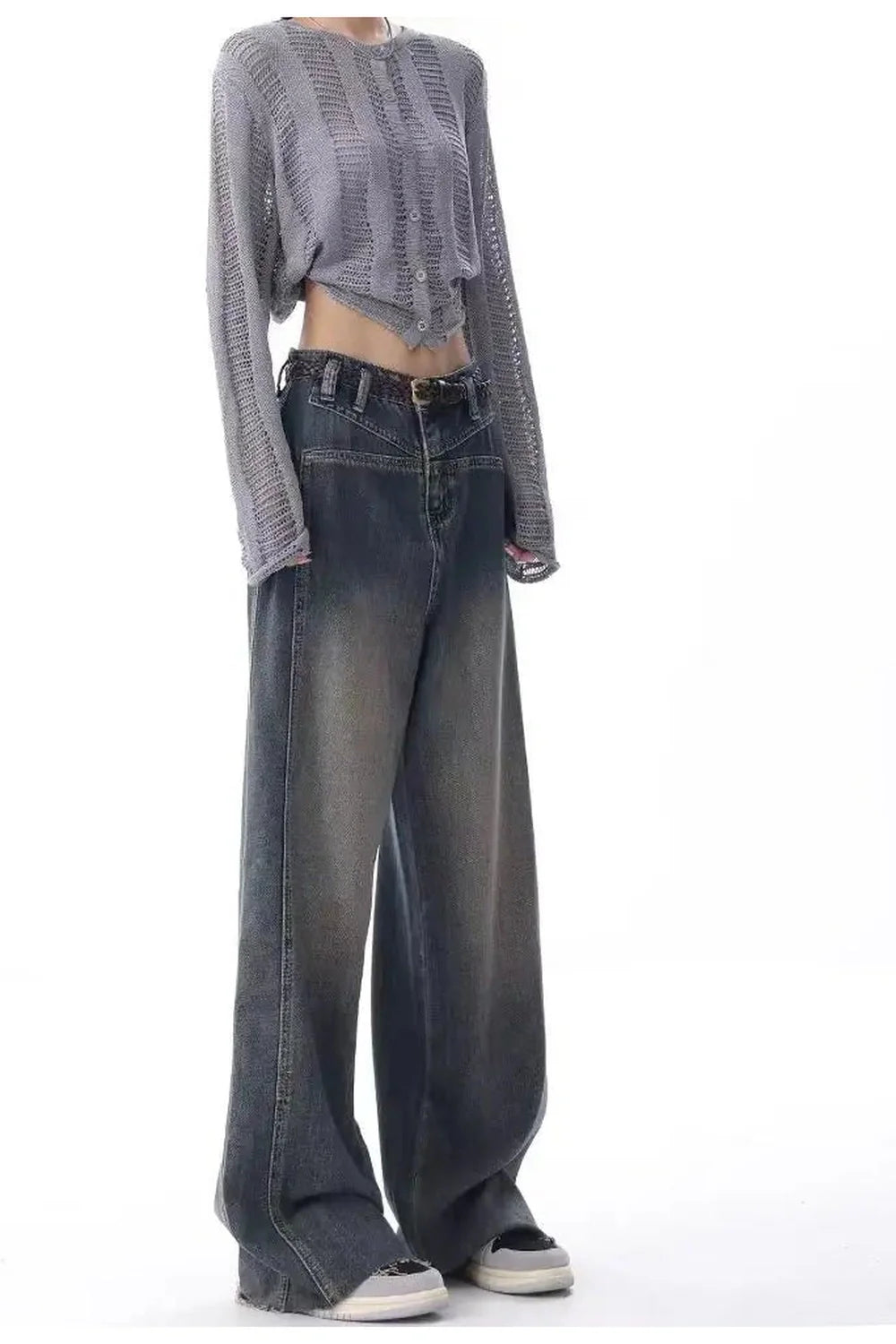 Vintage Washed Wide-Leg Jeans