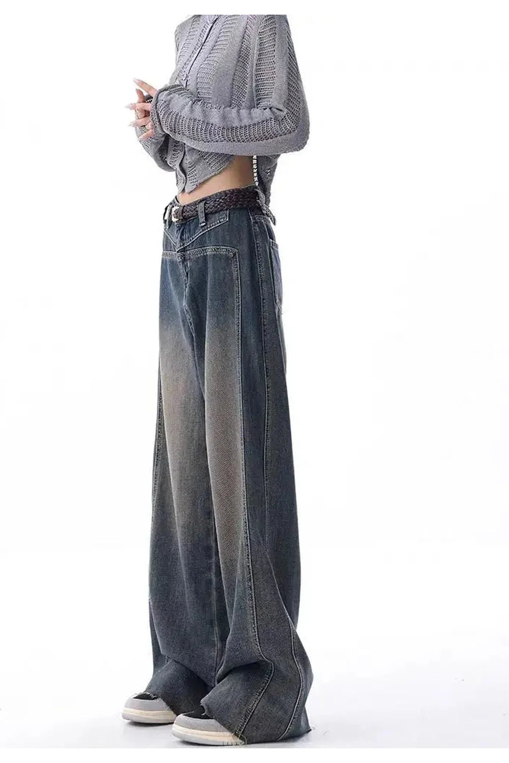 Vintage Washed Wide-Leg Jeans