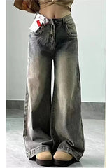 Fall Vintage Washed Wide-Leg Jeans