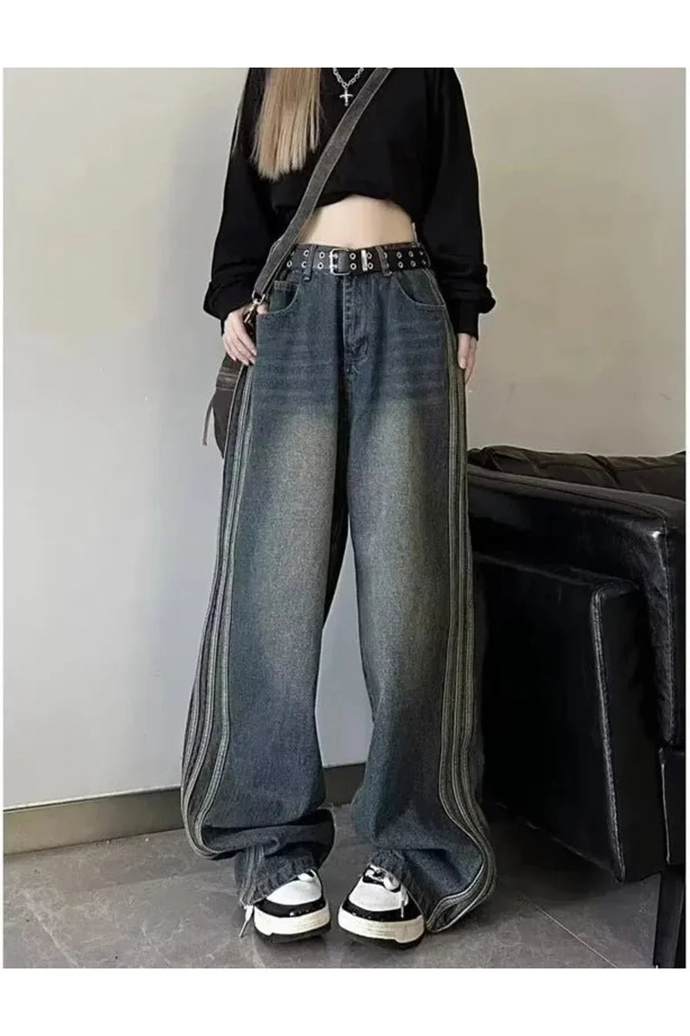 Fall Vintage Wide-Leg Denim Jeans