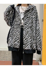 Fall Vintage Zebra-printed Loose Hoodie