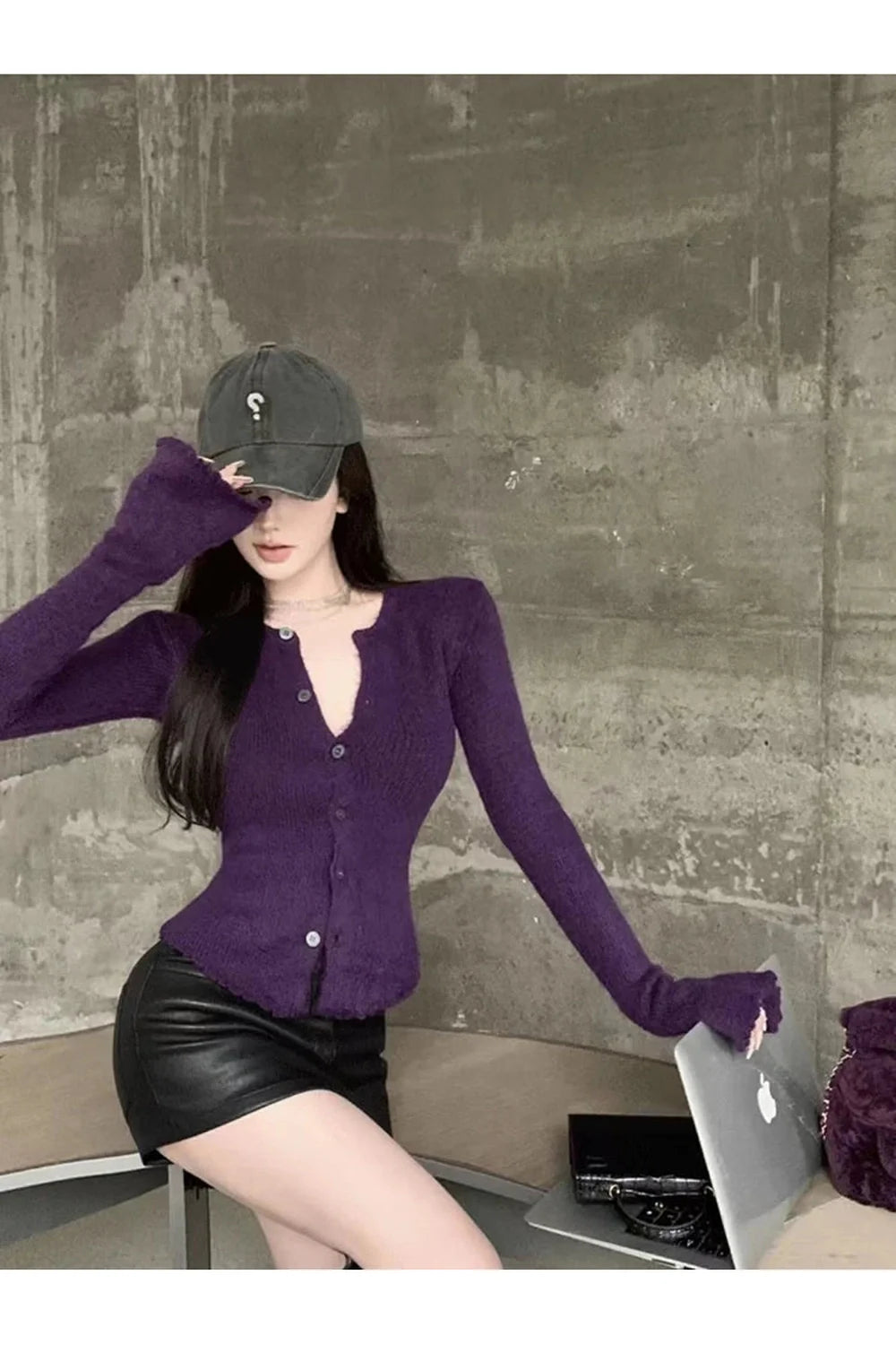 Fall Violet V-Neck Cardigan
