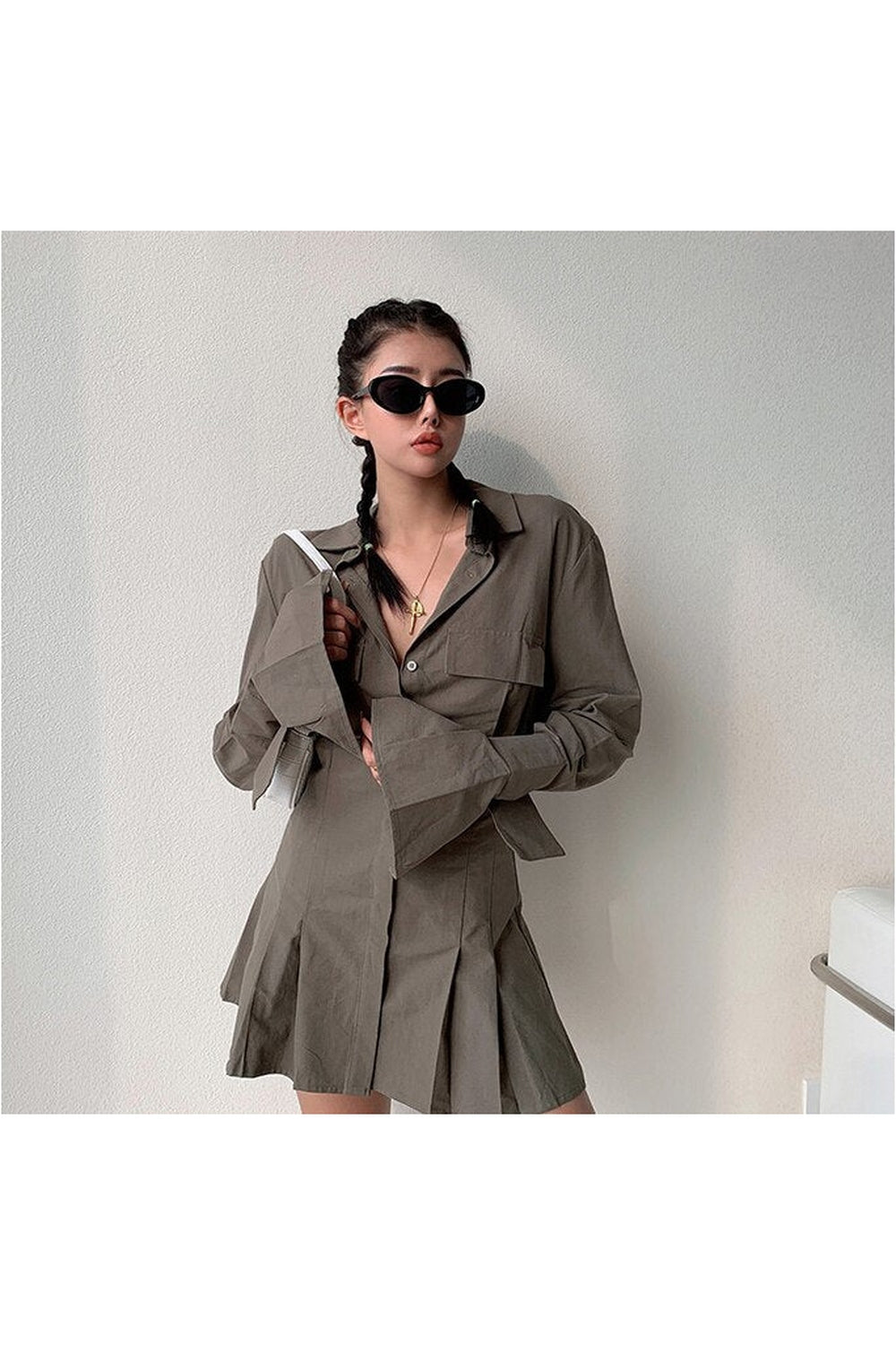 Robe chemise évasée à la taille