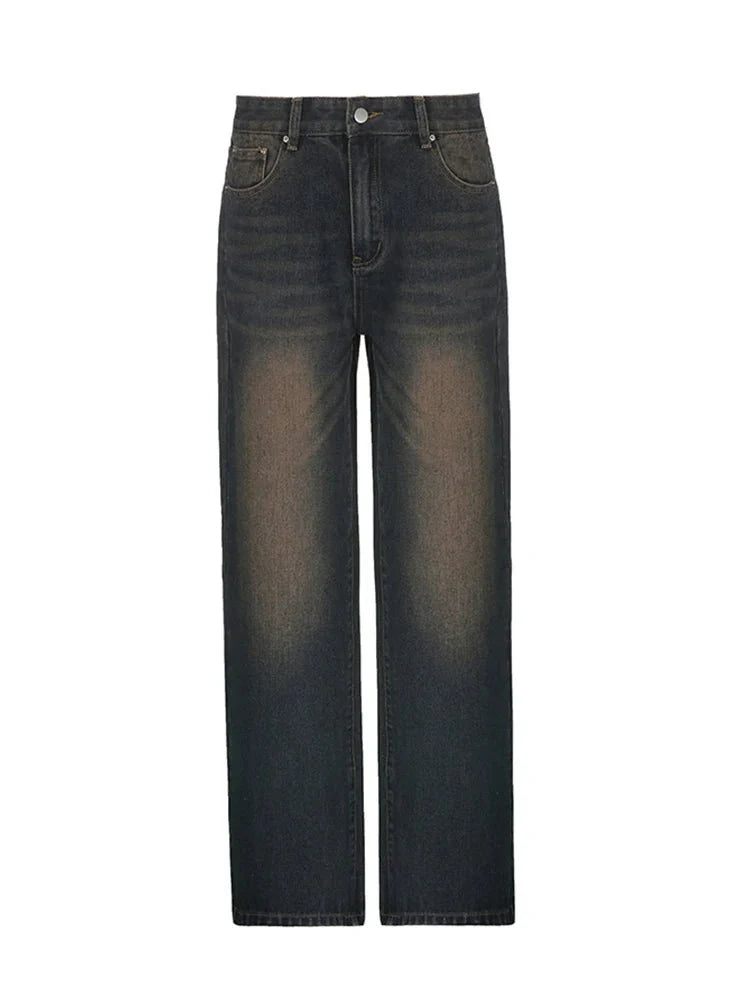 Washed Denim Wide-Leg Jeans