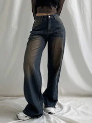 Washed Denim Wide-Leg Jeans