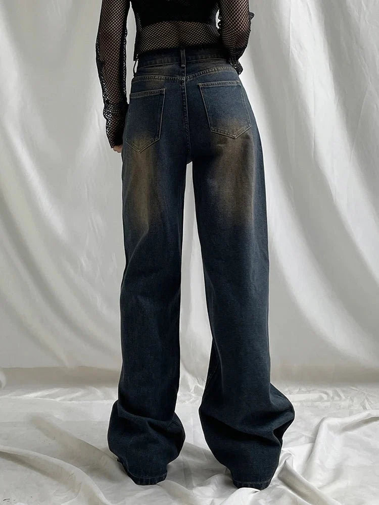 Washed Denim Wide-Leg Jeans